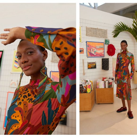 Anthropologie Dresses & Skirts - FARM Rio Leopards Jungle Long Sleeve Dress